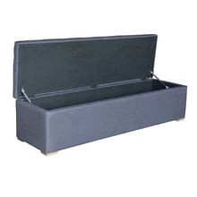 Charcoal Chelsea Linen Storage Ottoman